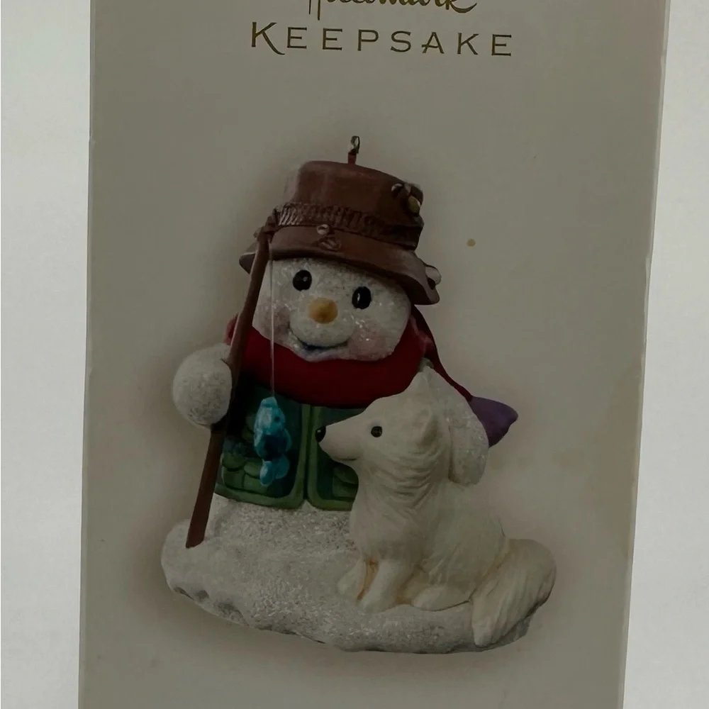 Hallmark Snow Buddies Ornament, Fishing Snowman & Dog, 2008, 11th in Series‎